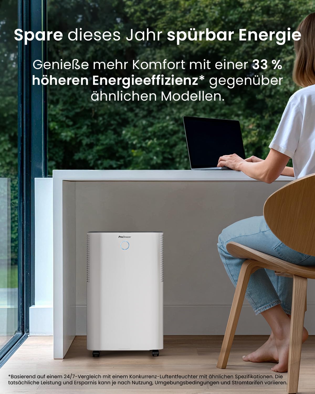 Luftentfeuchter mit WLAN & App, 20 L in 24 h, Wäschemodus, Feuchtigkeitssensor und 4 L Tank, Modell PB-D-24-WF