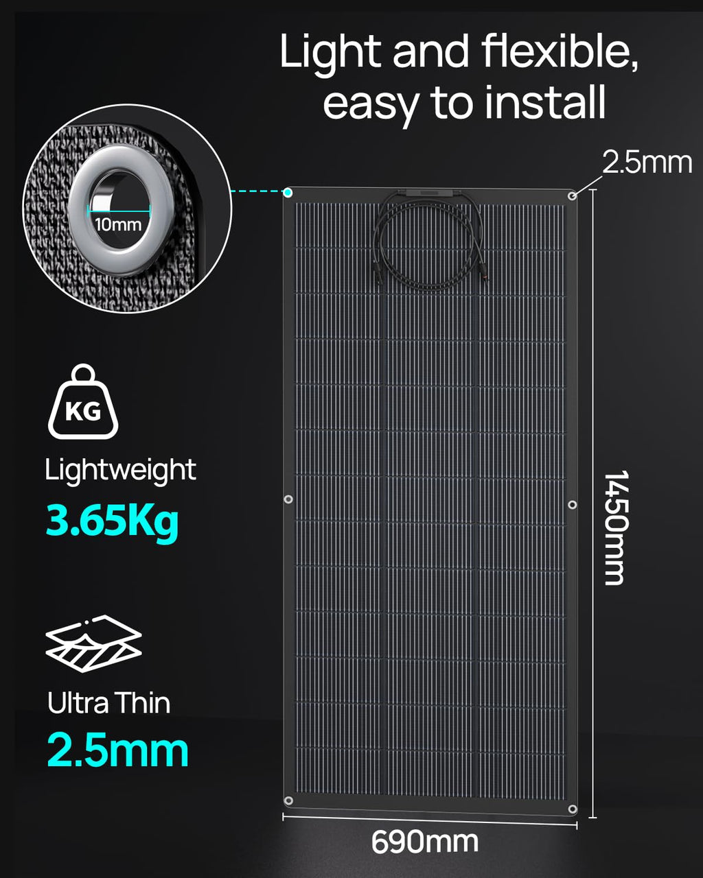 Flexibles 400W Solarmodul Monokristallin mit 25% Wirkungsgrad und ETFE-Beschichtung, 2x200W