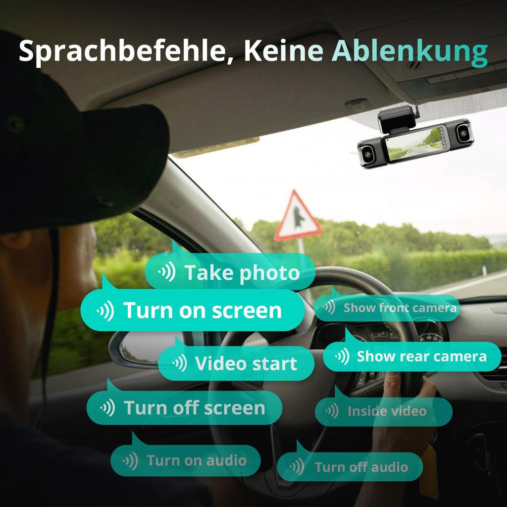 4-Kanal-Dashcam G980H mit 360°-Rundum-Aufnahme, 3K+1080P×3, 24/7-Parkmodus und 128 GB SD-Karte