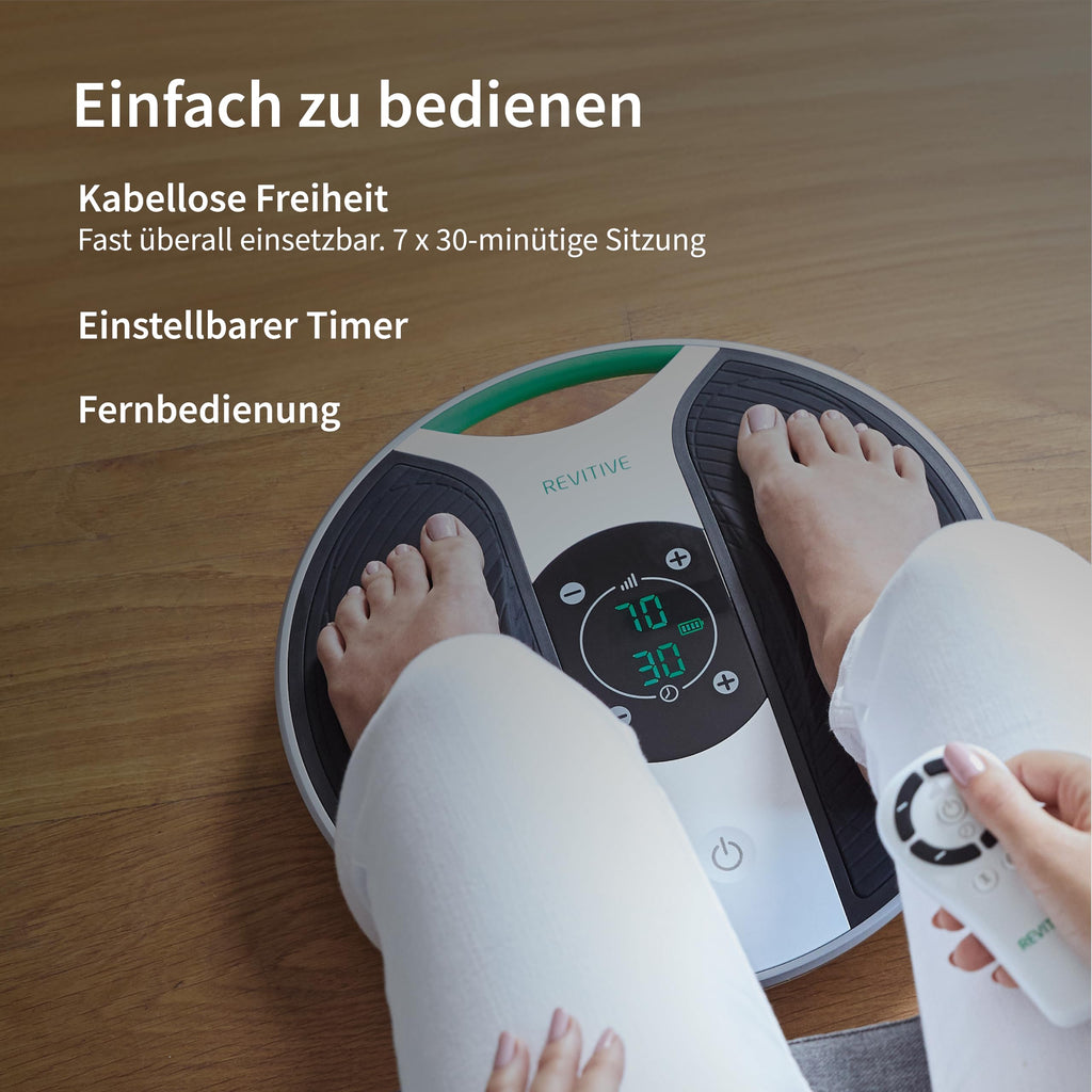 Durchblutungs-Stimulator Medic mit NMES und TENS für Beine Füße Knöchel und Körper kabellos mit Elektroden-Pads