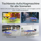 Tischtennisroboter Nova S Pro mit App- und Fernbedienungssteuerung, 264 Übungsprogramme, 21 Geschwindigkeits- und Rotationsstufen