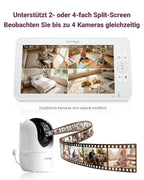 Babyphone mit 2 Kameras und 7"""" HD-Display, Split-Screen-Überwachung ohne WLAN, 6000mAh Akku, Nachtsicht und VOX-Modus