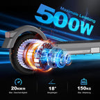 Elektroroller EV10S Max mit Straßenzulassung (ABE), faltbarer E Scooter für Erwachsene mit 500W Motor, 48V 15,6Ah Akku, bis zu 80 km Reichweite und