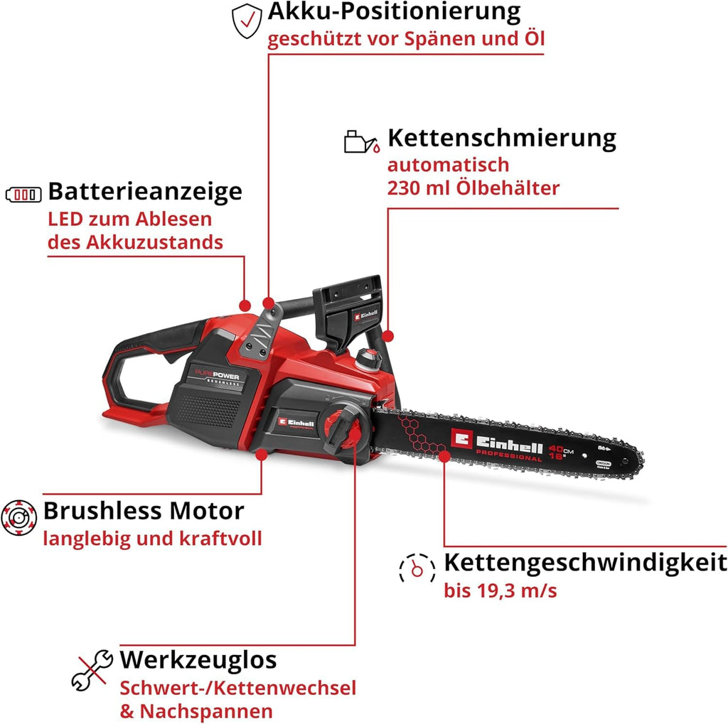 Akku-Kettensäge GP-LC 36/40 Li BL Solo, 36 V, 38 cm Schnittlänge, bürstenloser Motor, ohne Akku