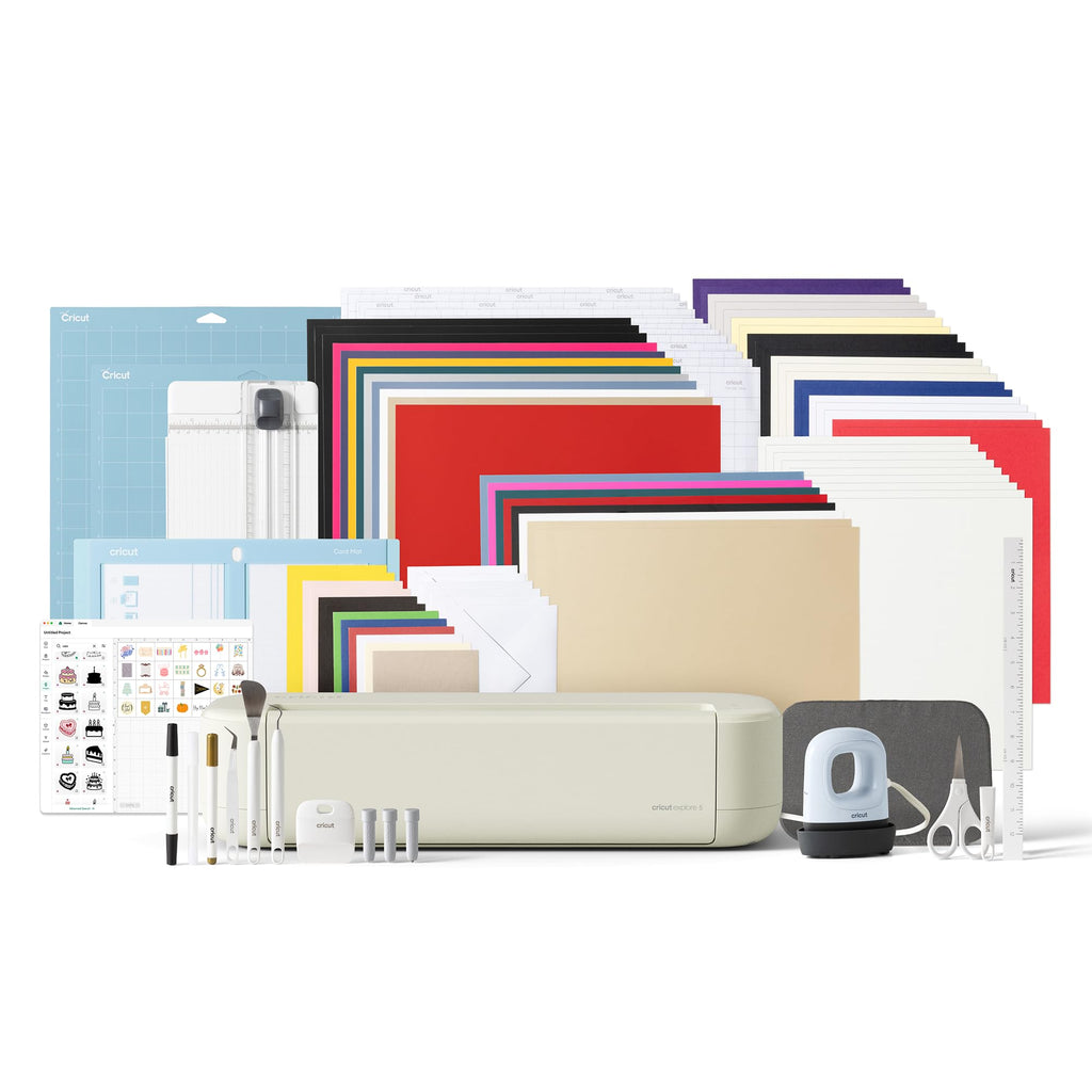 Schneidemaschine Explore 5 30,5 cm mit 6 Werkzeugen Deluxe Bundle mit Smart Vinyl Smart Iron-On Karton und EasyPress Mini