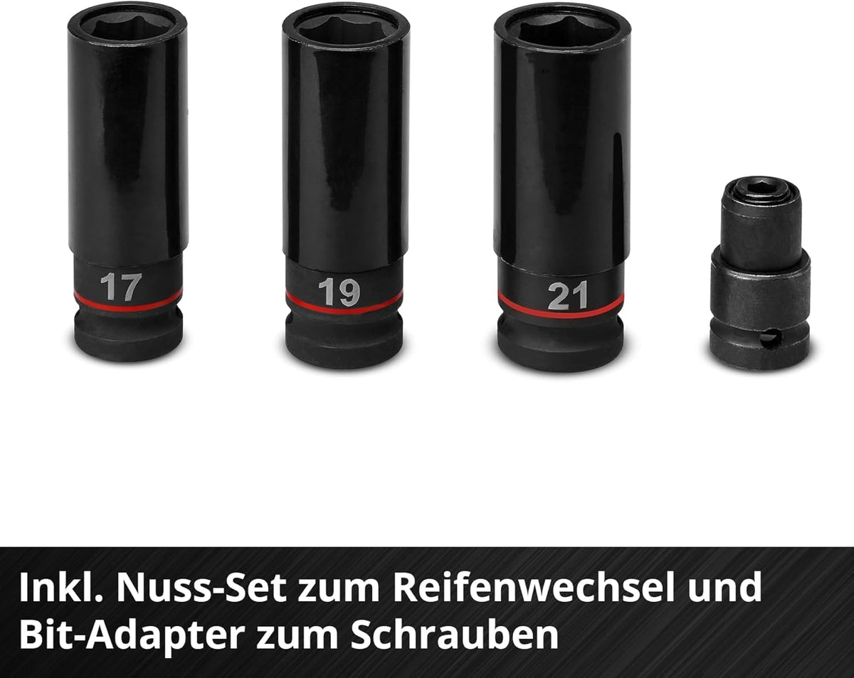 Akku-Schlagschrauber TP-CW 18/750-C Li BL Solo mit 750 Nm, 1/2 Zoll Vierkant, Bit-Adapter und Nuss-Set, ohne Akku und Ladegerät