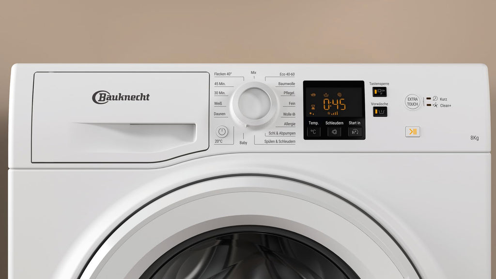 Waschmaschine Frontlader 8 kg Energieeffizienzklasse A mit Anti-Allergie-Programm, Wolleprogramm und Kurz 45