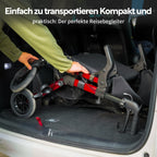 2-in-1 Rollstuhl Rollator faltbar aus Aluminium mit Sitz und Outdoor-Gummireifen, roter Gehwagen bis 136 kg