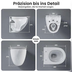 Spülrandloses Wand-WC CD-DT001, 48 cm Hänge-WC aus Keramik mit 360° Tornado-Spülung, Soft-Close UF-Sitz und 3–4,5 L Wasserverbrauch