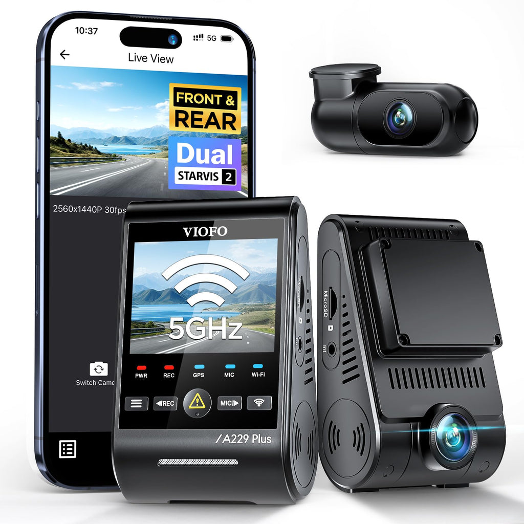 Dashcam A229 Plus 2CH Dual 2K HDR STARVIS 2 5 GHz WLAN GPS Sprachsteuerung 140° Sichtfeld