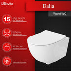 Wand-WC Komplettset Dalia mit Duofix Basic Vorwandelement, spülrandlosem Tiefspül-WC, Soft-Close-Sitz und Delta 25 Bedienplatte in Weiß