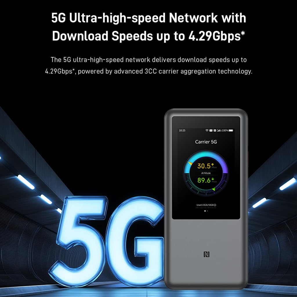 5G Pocket-Router MU5250 mit Wi-Fi 7, 10.000-mAh-Akku und 27-W-Schnellladung, für bis zu 64 Geräte