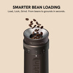 Elektrische Kaffeemühle Fino mit Kegelmahlwerk aus Edelstahl, 28 Mahlgrade, USB-C, tragbar, Tundra Brown