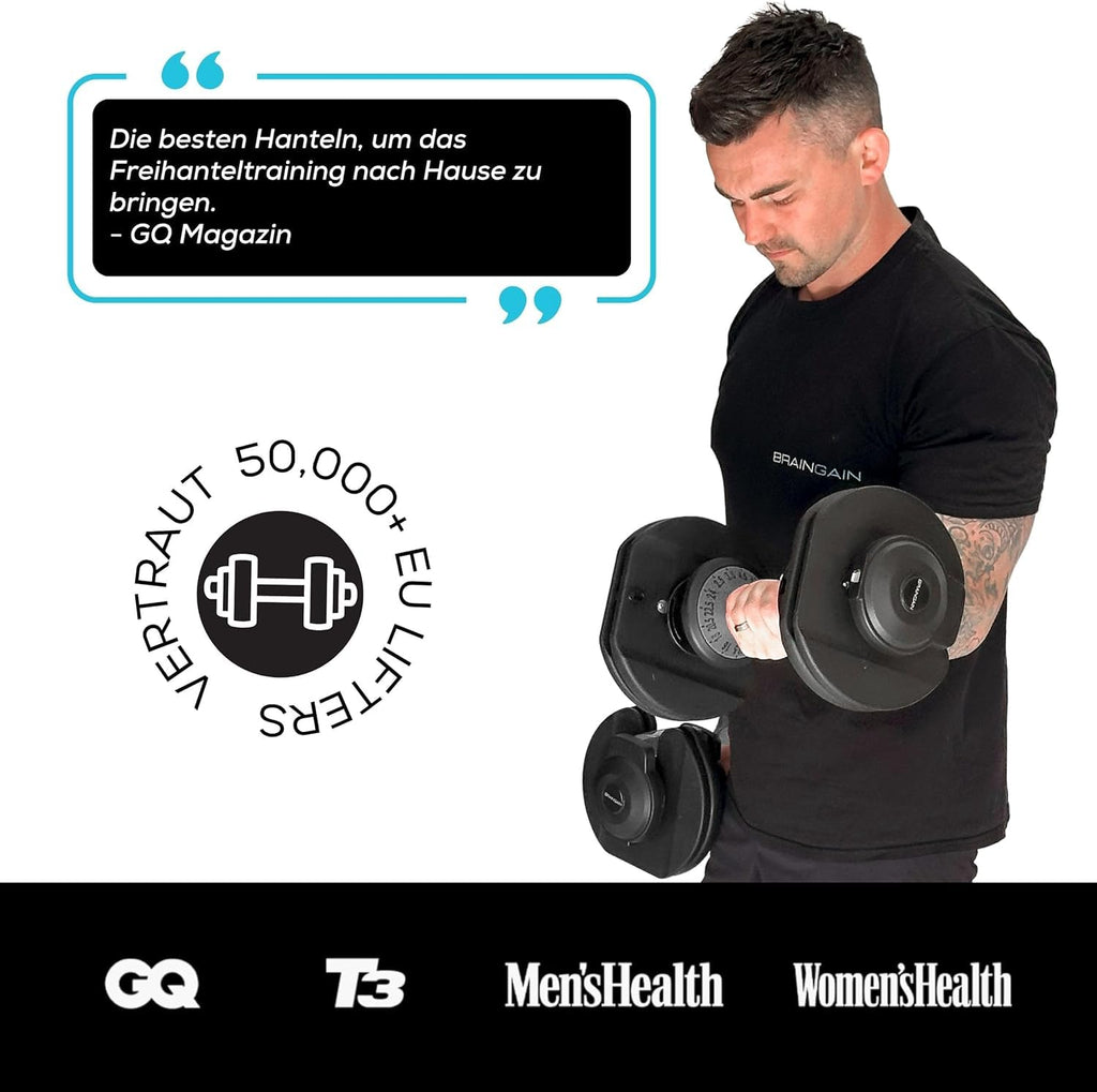 Verstellbare Hanteln 24 kg, 2er-Set, 15-in-1, stufenlos verstellbar von 2,5 bis 24 kg, platzsparend