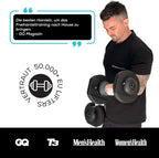 Verstellbare Hanteln 24 kg, 2er-Set, 15-in-1, stufenlos verstellbar von 2,5 bis 24 kg, platzsparend