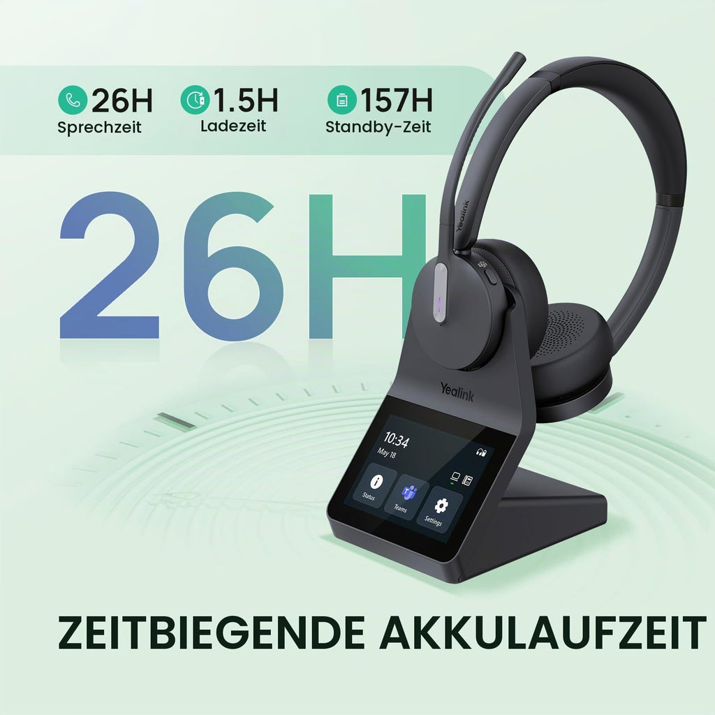 Kabelloses DECT-Büro-Headset WH64 Pro mit 3,5-Zoll-Touchscreen-Basisstation und Bluetooth
