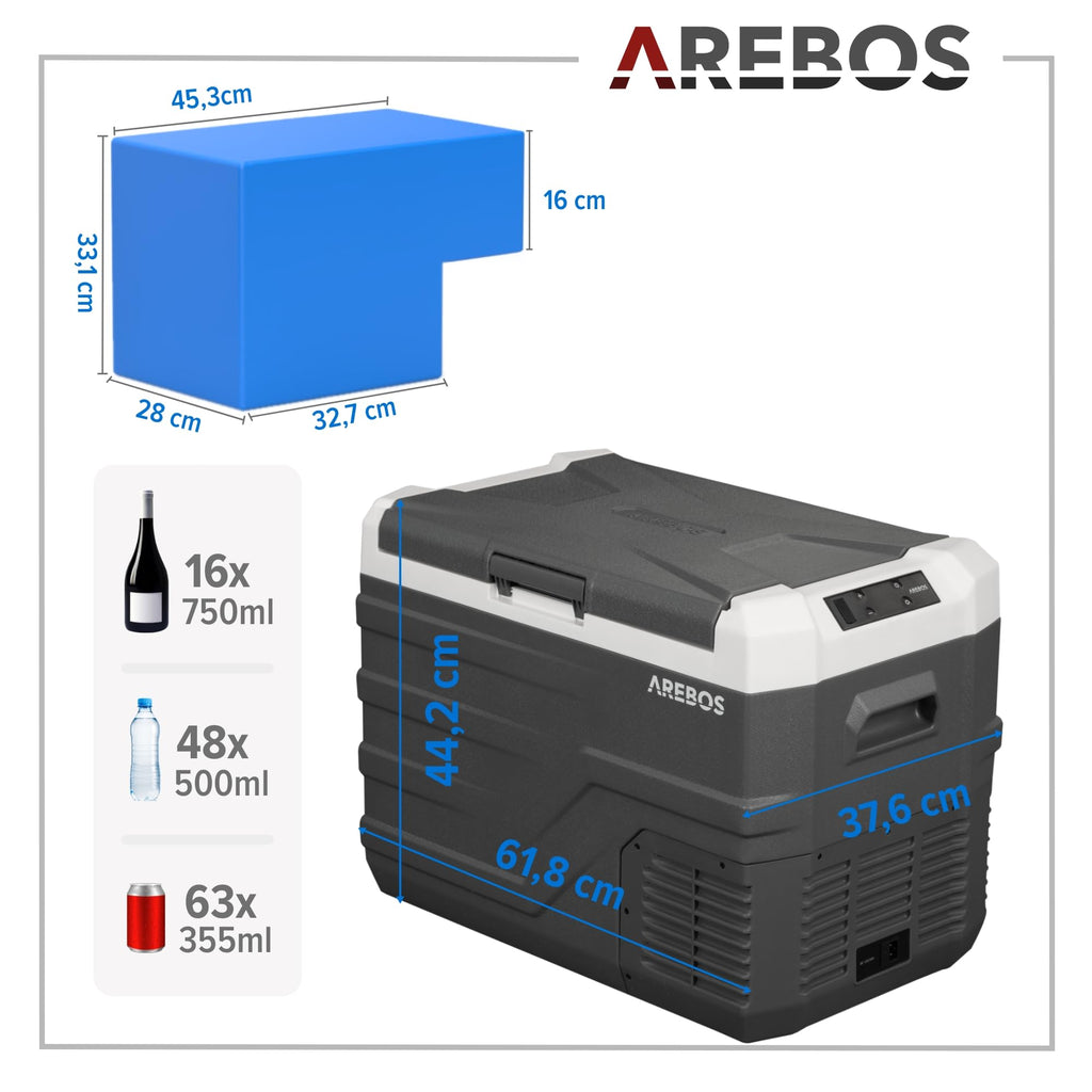 Kompressor-Kühlbox 35 Liter mit App-Steuerung und Kalt- und Warmfunktion bis -20 °C für Auto und Camping
