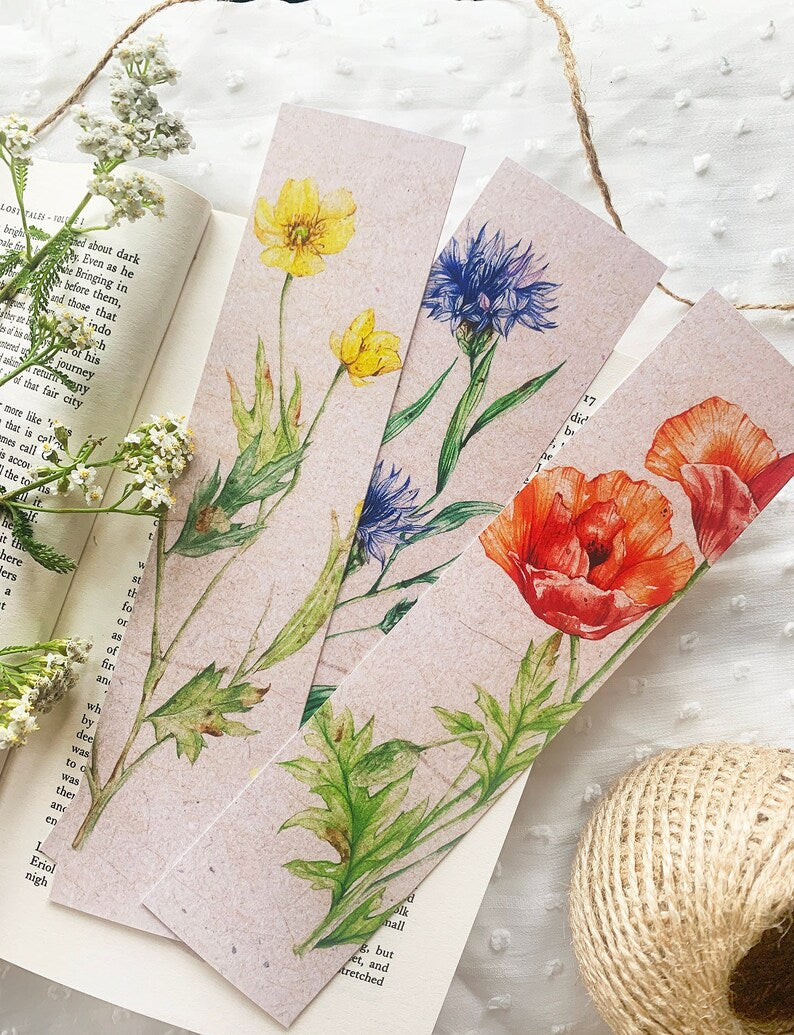 3er Set Blumen Lesezeichen, Vintage Botanische Papier Lesezeichen, Buchzubehör