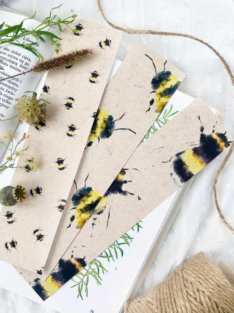 3er Set Hummel-Lesezeichen, Bienen-Lesezeichen, Papier-Lesezeichen, Vintage, Buch-Accessoires