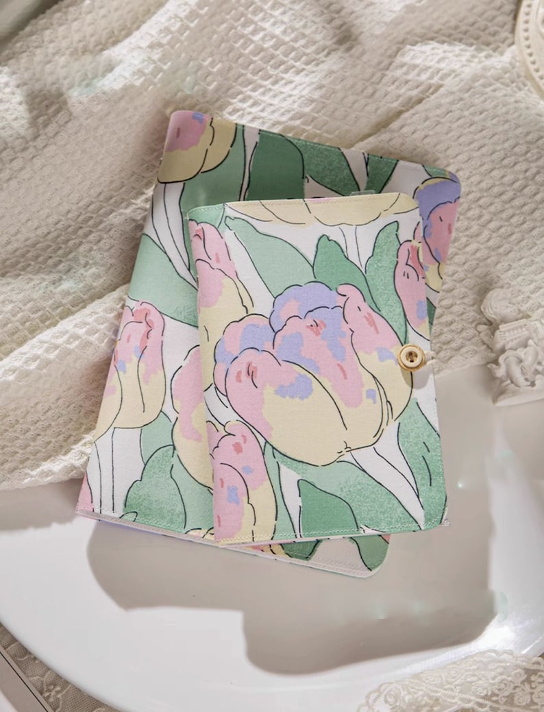 A6 A5 Tulip Floral Planer Journal mit 6-Ring-Ordner, nachfüllbar, 80 Kraftpapier-Blätter, handgefertigt