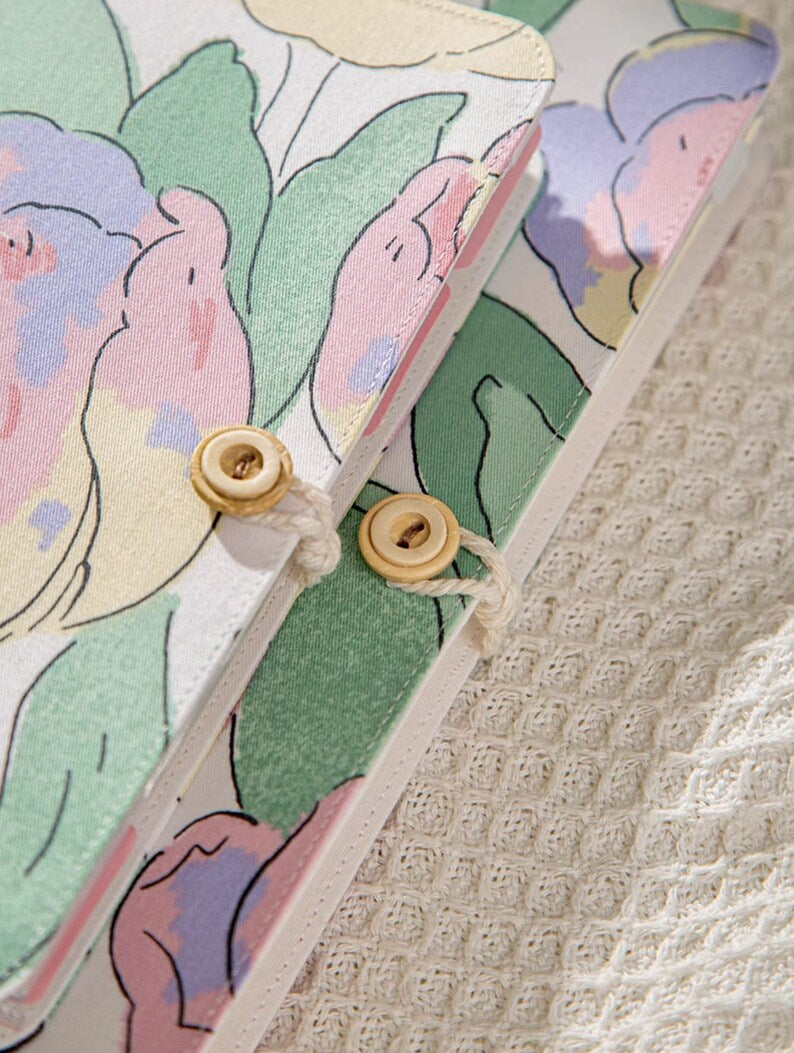 A6 A5 Tulip Floral Planer Journal mit 6-Ring-Ordner, nachfüllbar, 80 Kraftpapier-Blätter, handgefertigt