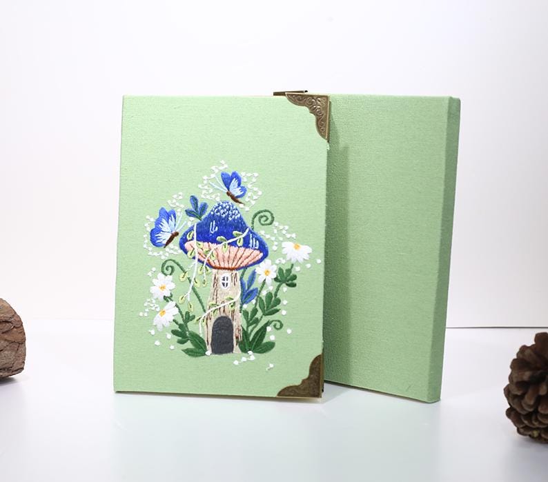 Floral Embroidery Journal: Leinen Notizbuch A5, handgemachtes Gästebuch, 180 Seiten
