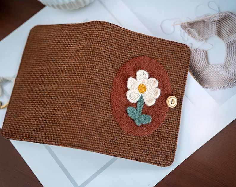 A5 A6 Loseblatt Notizbuch mit Stoffbezug, handgefertigtes Woll-Notizbuch, Hardcover Journal mit besticktem Blumenmuster, 120 Seiten