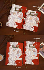 Lace Bunny Besticktes Journal: Handgemachtes Stoff-Notizbuch, A5 A6