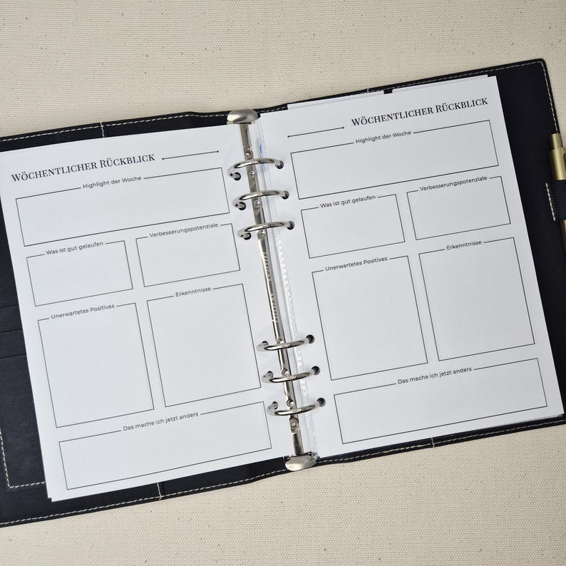 Wöchentlicher Rückblick Refill A5 mit 28 Blättern für Planer