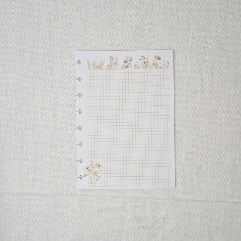 Blumen-Motiv Einlegeblätter DIN A5 | Einsätze für Planer, Ringbuch, Discbuch
