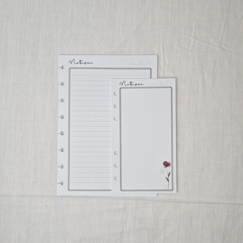 Notizeinlagen für Personal und A5 Planer, 90 g/m² Papier, liniert, kariert, gepunktet, blanko, 15/30/60 Blatt