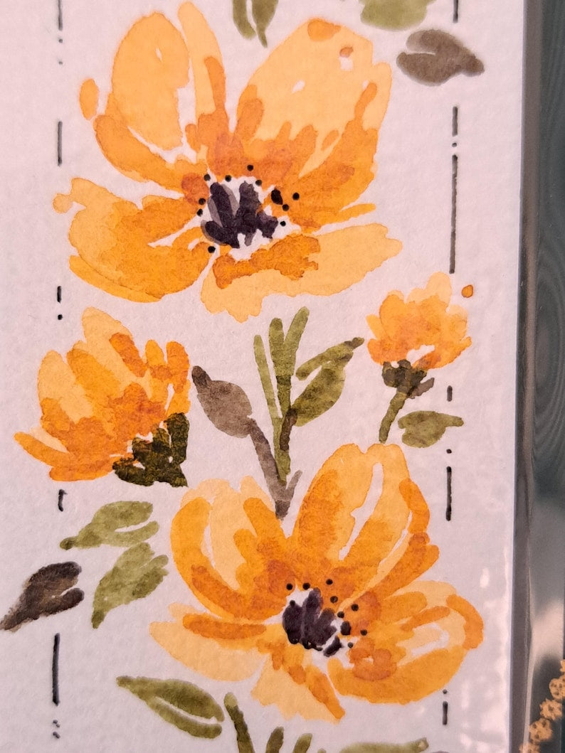 Handgemaltes Aquarell-Lesezeichen, laminiert, Unikat, 2,5 x 18,5 Zoll