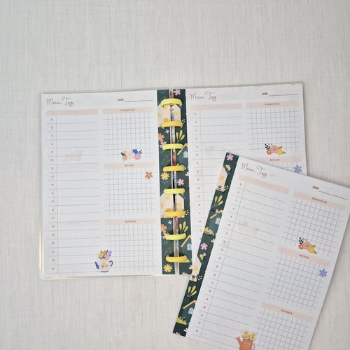 A5 Tagesplaner Blumenmuster Undatiert, 60 Seiten, Filofax & Happy Planner Kompatibel