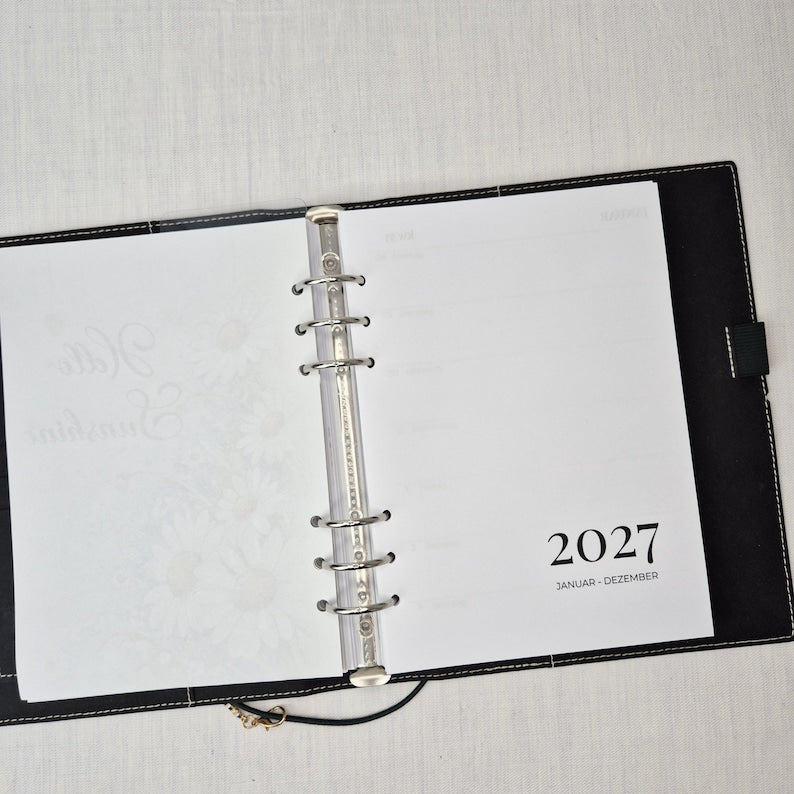 A5 Wochenplaner Nachfüllungen, Eine Woche auf 2 Seiten, Kalendereinlagen für Ringbuch, mit Notizseiten, 90g Papier