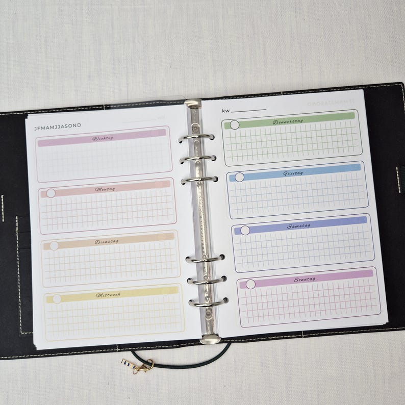 Undatierter Wochenplaner A5 Regenbogen-Design 52 Wochen Notizbuch