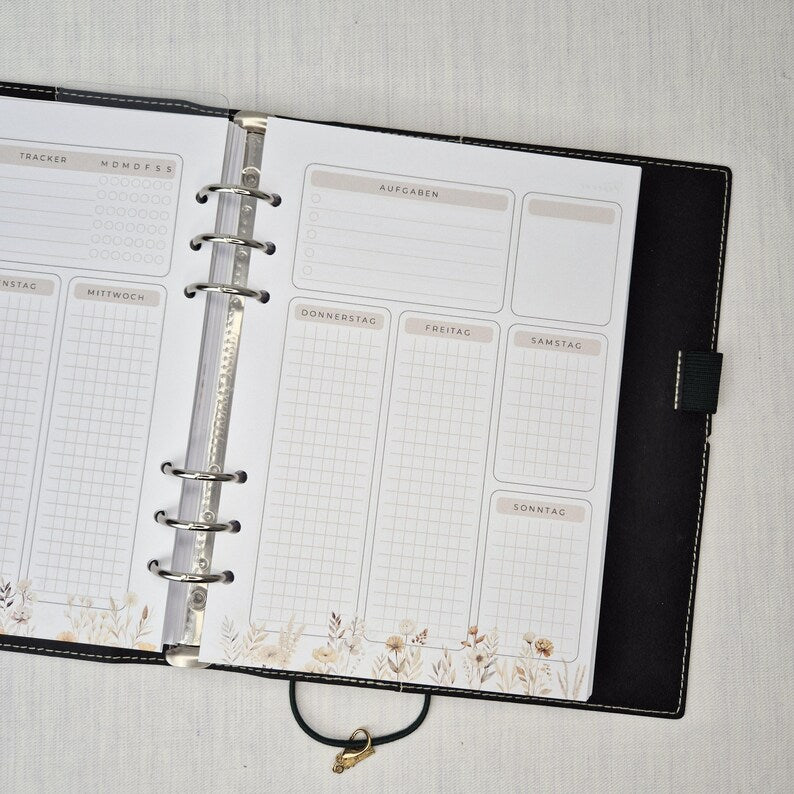 A5 Woche auf 2 Seiten Undatiert für Ringplaner oder Discbound Planer, 12 Monate, 75 Blatt