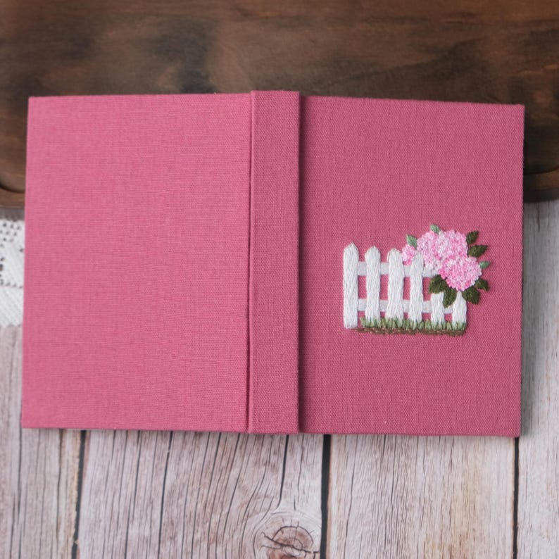 Handgesticktes Notizbuch A5 A6, Blumenmuster, Leinen Hardcover, Tagebuch