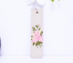 Handgesticktes Leinen Lesezeichen 15x5 cm, Blumen- oder Tiermotive, handgefertigt
