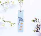 Handbesticktes Lesezeichen aus Leinen, 15x5 cm, Blumen- und Tiermotive