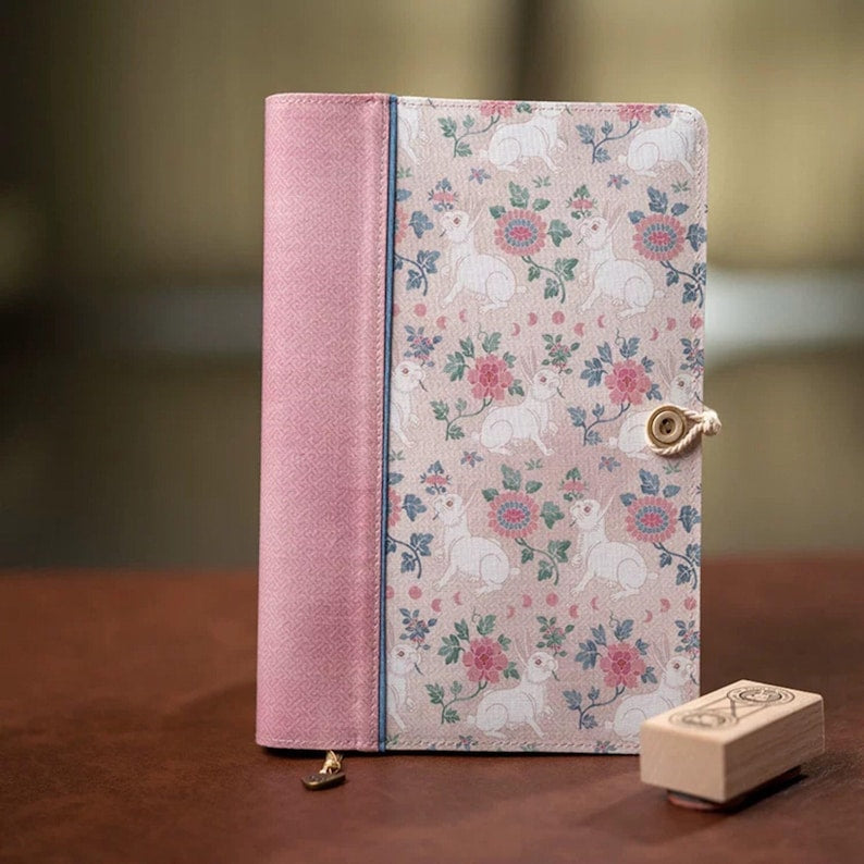 Handgefertigtes Notizbuch mit Stoffbezug A5 A6, nachfüllbarer Binder, fadengebundenes Tagebuch mit Stickerei und Reißverschluss