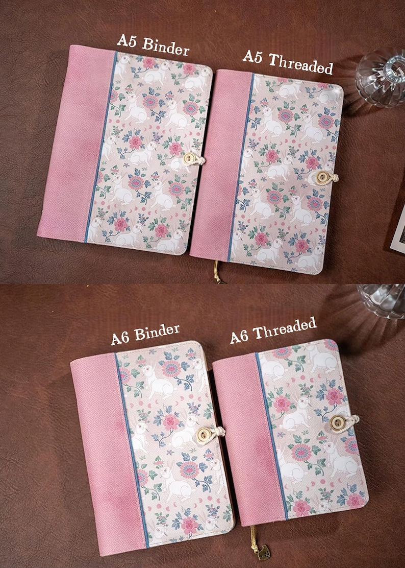 Handgefertigtes Notizbuch mit Stoffbezug A5 A6, nachfüllbarer Binder, fadengebundenes Tagebuch mit Stickerei und Reißverschluss