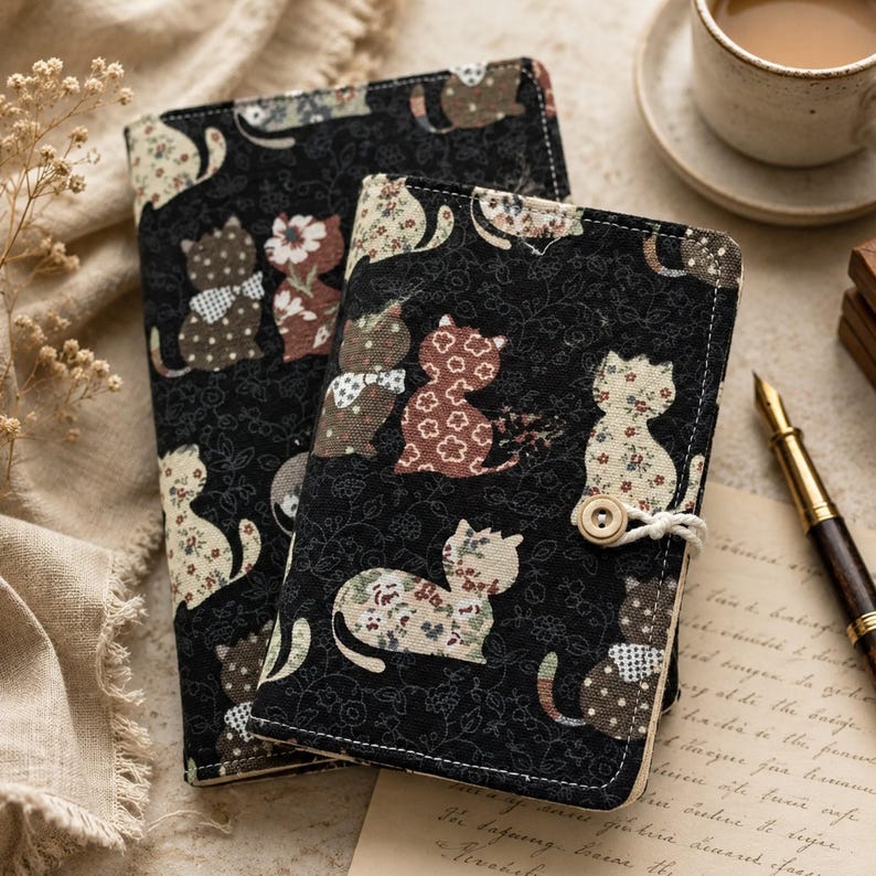 Notizbuch mit Katzenmotiv, nachfüllbares Tagebuch, Kawaii-Planer, A5 und A6
