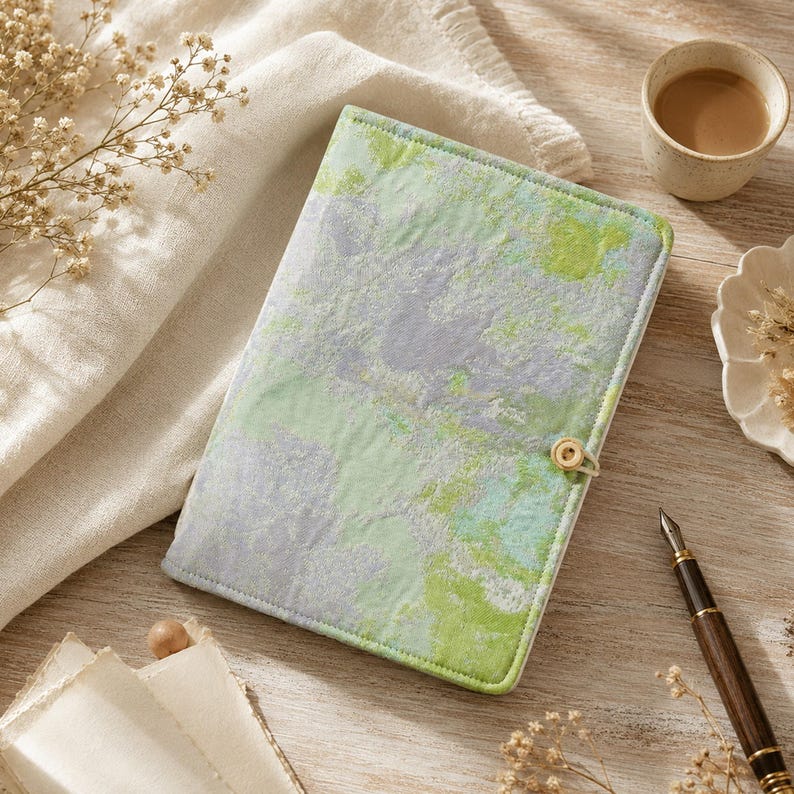 A5/A6 Notizbuch mit Stoffbezug Pastell, nachfüllbar, abnehmbarer Planer, Journal Tagebuch liniiert/blanko/Punktpapier