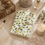 Refillable Notebook A5/A6 with Lemon Floral Fabric Cover, Removable Binder, Lined/Blank/Grid Paper