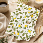 Refillable Notebook A5/A6 with Lemon Floral Fabric Cover, Removable Binder, Lined/Blank/Grid Paper