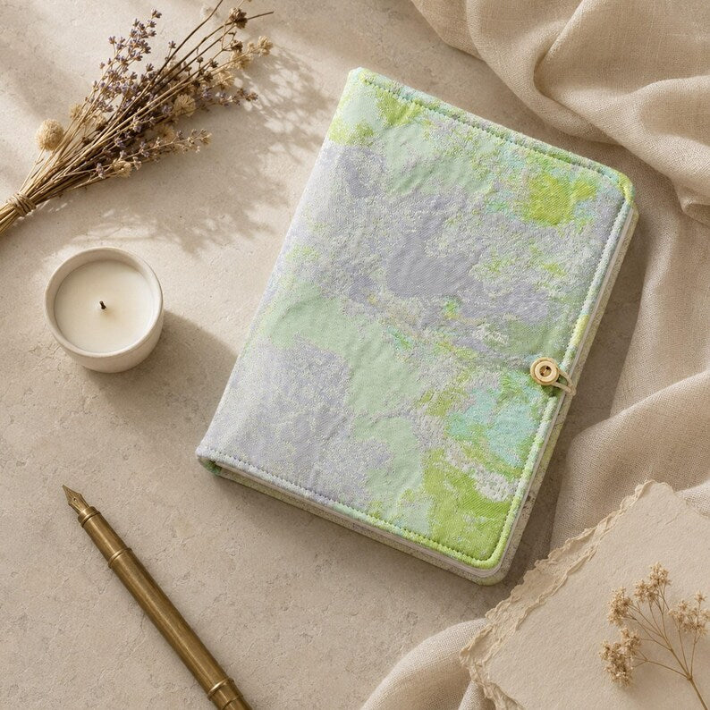 A5/A6 Notizbuch mit Stoffbezug Pastell, nachfüllbar, abnehmbarer Planer, Journal Tagebuch liniiert/blanko/Punktpapier