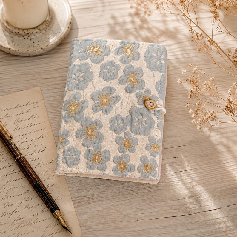 Notizbuch mit floralem Stoffmuster, A5/A6, nachfüllbares Journal, Tagebuch, Planer