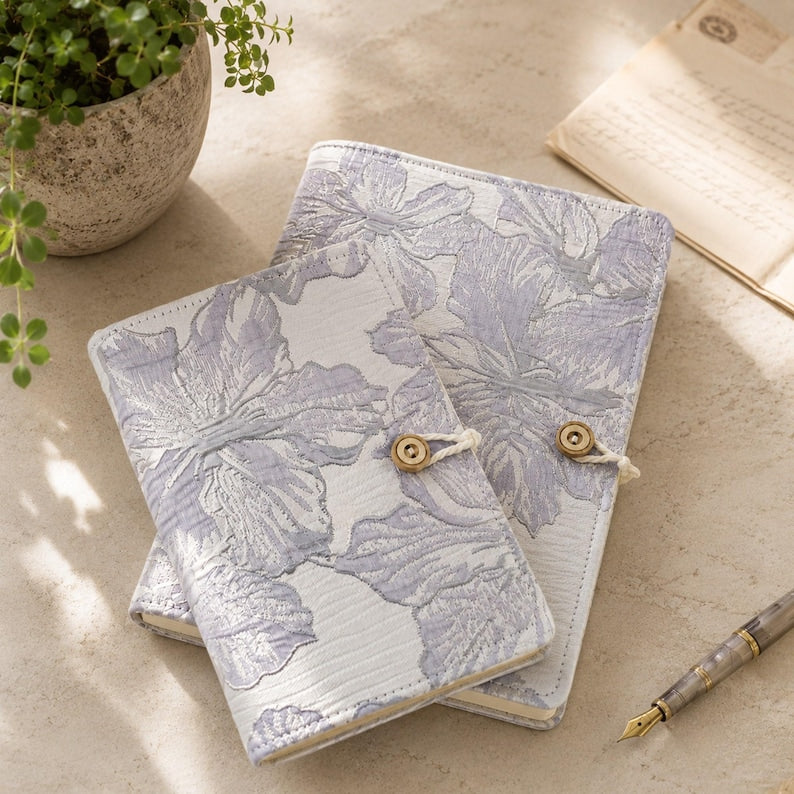 Notizbuch mit Lavendel-Blumenmuster, nachfüllbares Journal, A5 und A6, blanko, kariert oder liniert